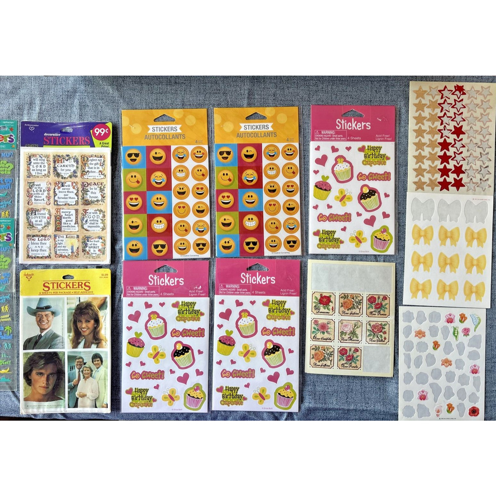 Assorted Lot of Sticker Sheets Some Used 13 Pieces #38